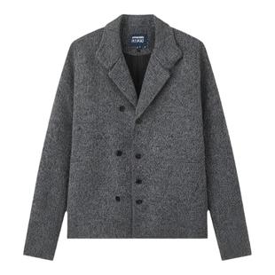 伯爵4Brothers扣袢立领宽松羊毛呢大衣男中长款23秋冬季韩版外套