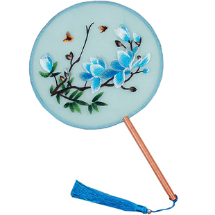 中国风苏州团扇双面绣古风宫扇旗袍跳舞专用女圆扇子刺绣折扇表演