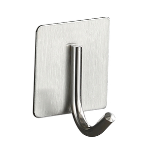 挂钩强力粘胶免打孔壁挂钩不锈钢金属单个钩厨房承重粘钩衣服帽钩