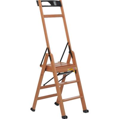 利快进口可折叠实木踏板伸缩梯