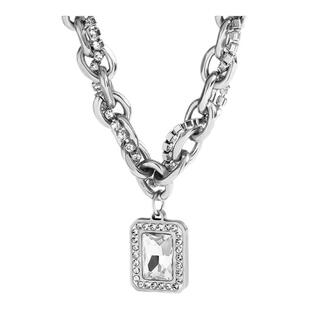 嘻哈潮流方糖锆石吊坠项链男潮轻奢高级设计感配饰中性风情侣款