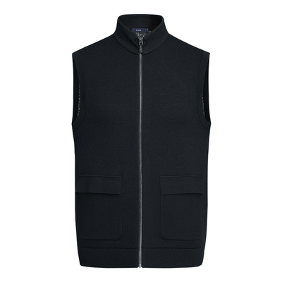 堡尼秋冬新品商务黑色立领马甲黑色拉链全羊毛开衫马夹JQ680M81B