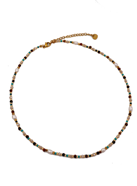 XMR珍珠多彩天然石项链