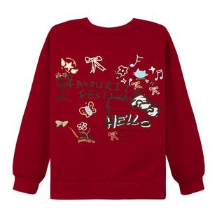 左西女童新年卫衣加绒加厚儿童红色本命年保暖上衣2025新款马年服