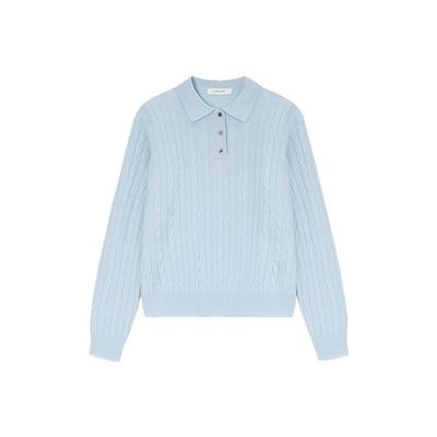 CONCISE-WHITE简白POLO麻花毛衣