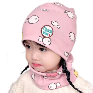 女宝宝帽子春韩版儿童帽子女孩秋冬帽可爱小童护耳纯棉帽围巾睡帽