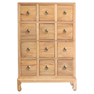 新中式简约北榆木中药柜仿古斗柜实木储物门厅柜玄关边柜定制白蜡