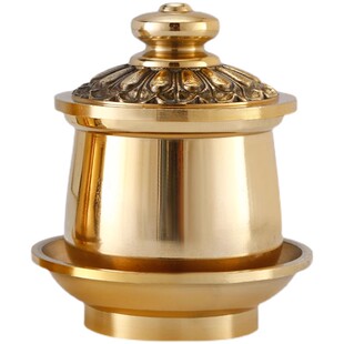 家居室内佛堂礼佛纯铜黄铜供水杯佛字杯莲花杯净水杯佛供杯酒杯