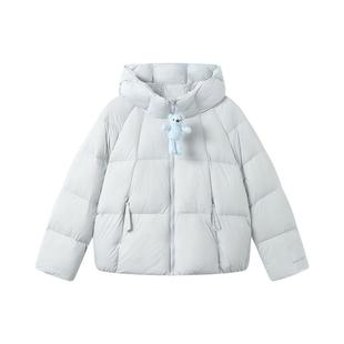 NOISY TEDDY25冬季新款简约女士连帽长袖羽绒服纯色保暖舒适百搭