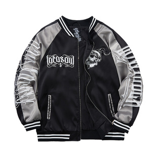 NE核爆炸潮牌美式棒球服男女款秋冬宽松夹克重磅六翼天使刺绣外套