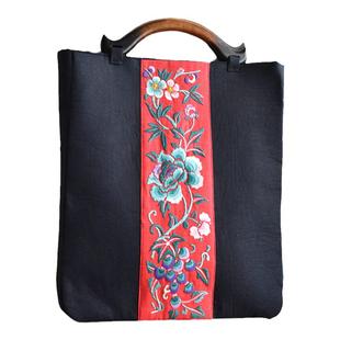 三绿中国风传统刺绣图案手工DIY亚麻布绣花装饰画手提包包材料包