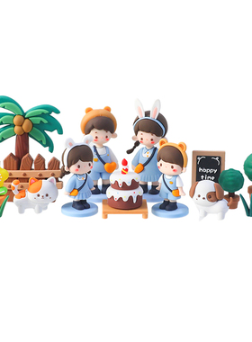 卡通兔耳女孩熊耳男孩软胶玩偶