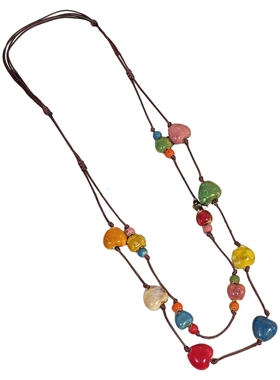 彩色长款陶瓷珠毛衣链