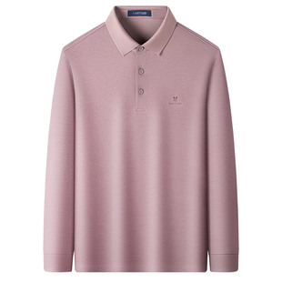 [双空气层/丝光棉]梦特娇Polo衫男士长袖翻领秋装棉弹T恤亲肤J