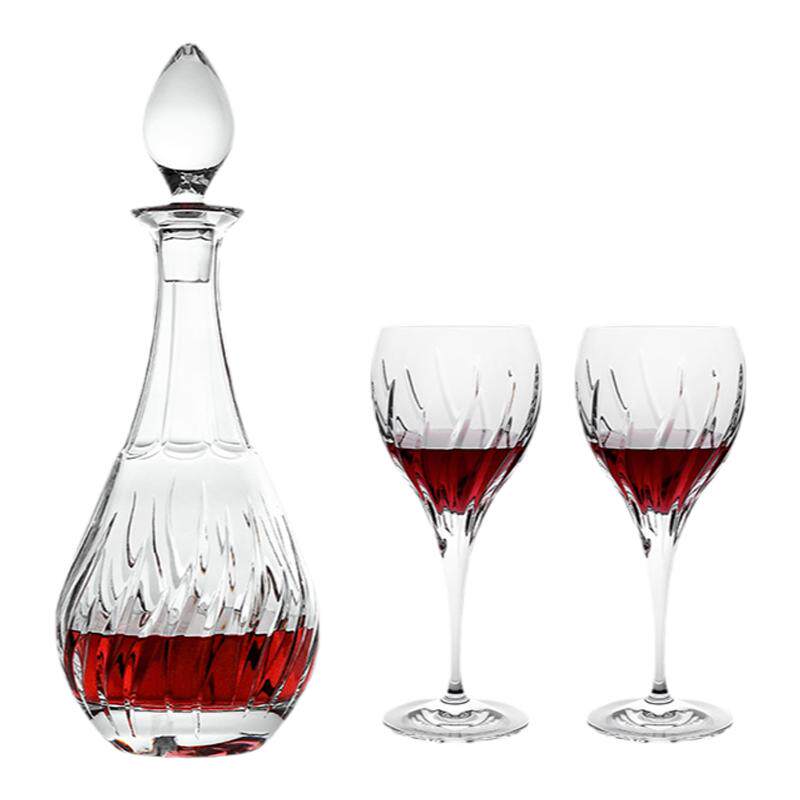 crystalite捷克手工刻花红酒杯