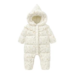 [真心绒]迷你巴拉女童三防羽绒连体衣宝宝婴儿鹅绒爬服2025冬新款