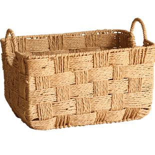 纸绳编织收纳筐家居藤编收纳篮茶几置物储物篮桌面杂物整理篮筐