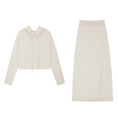 减龄针织针织半裙连帽