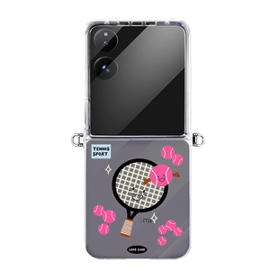 ins可爱网球拍表情适用于小米mixflip手机壳新款挂绳斜挎小折叠屏mix flip外壳带支架超火flip保护套全包透明