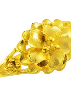 新品可调节花朵戒指加赠耳钉