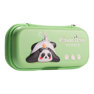 得力熊猫笔袋2025新款EVA立体铅笔盒女生男生绿文具收纳轻便小学生初中生大容量分层可爱卡通高颜值3D多功能