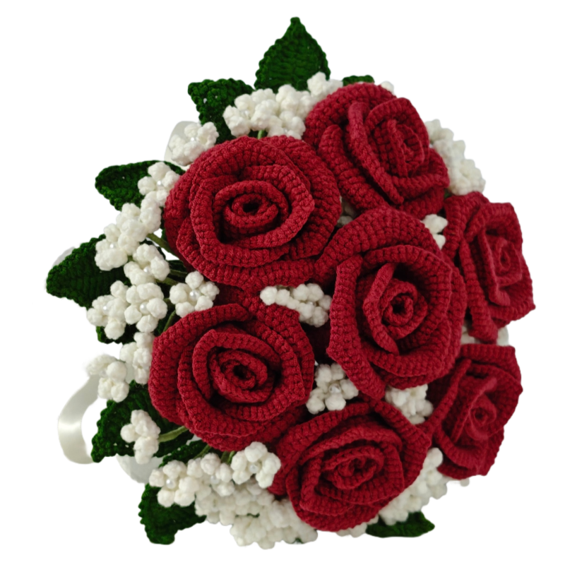 手捧花钩织成品花束手捧花新娘结婚diy手工材料包结婚礼物新婚