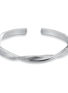 9999纯银手镯女幸福交织银镯子