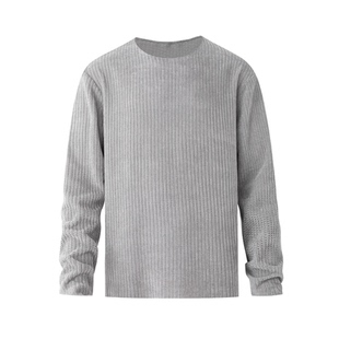 老钱风圆领长袖T恤男秋季宽松休闲打底衫韩版通勤针织慵懒风上衣