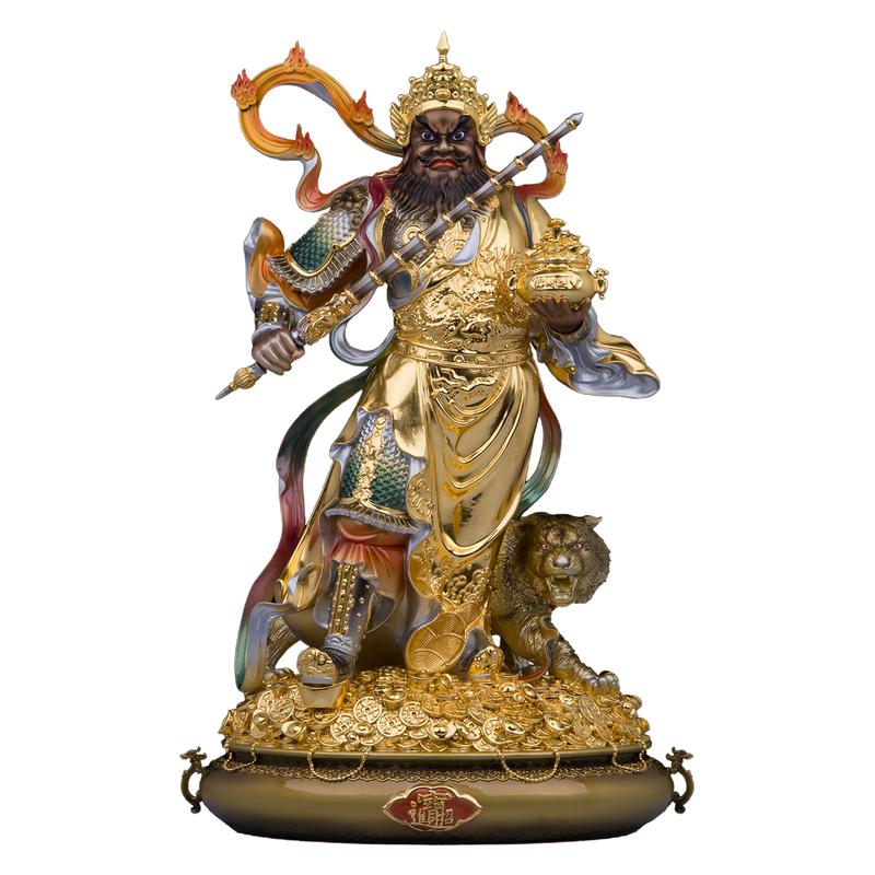 武财神赵公明铜贴金家用摆件