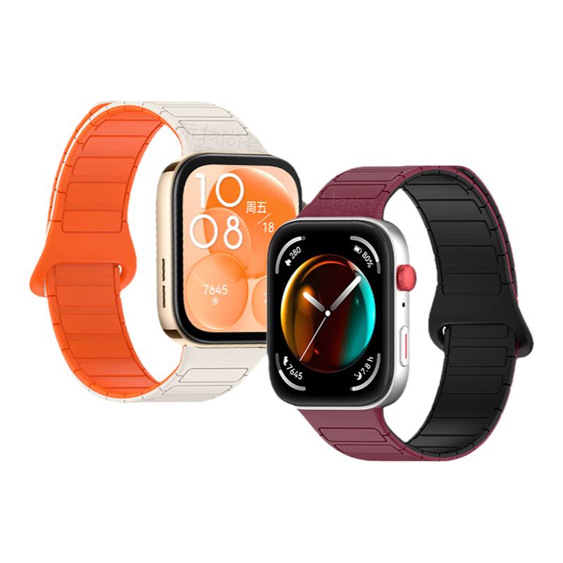 适用华为watchfit5pro手表带fit4pro手环新款工字链式磁吸硅胶腕表带fit3运动智能手环女生夏天表链男士腕带