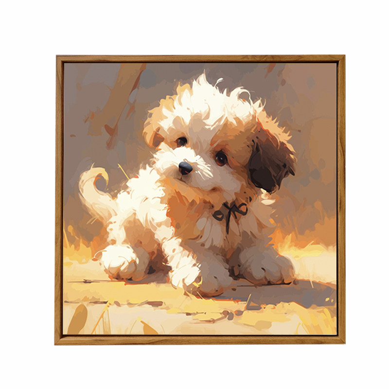 狗狗治愈比熊犬DIY数字油画定制