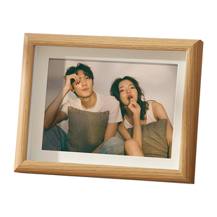 洗照片做成相框定制桌面摆件情侣相片加打印实木质挂墙中空小摆台