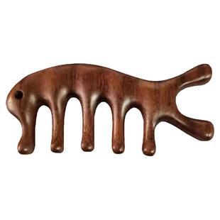 按摩梳绿檀木头部经络梳子头疗按摩男女刮痧头皮疏通防宽齿刷脱发