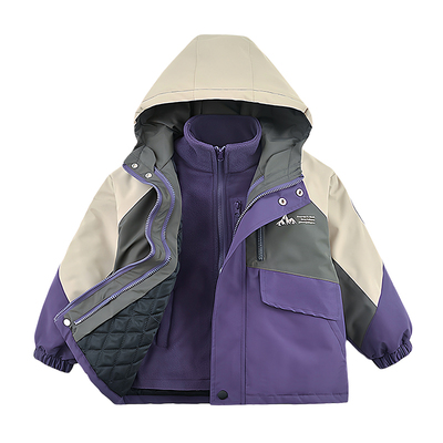雅鹿男童冲锋衣三合一夹棉外套冬
