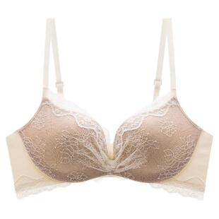 黑色蕾丝内衣女小胸聚拢舒适无钢圈胸罩上托防下垂收副乳文胸套装