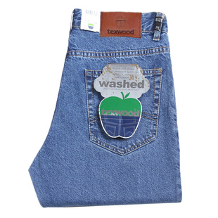 高端苹果牛仔裤男款正品牌秋冬款宽松直筒中高腰中年男士纯棉长裤