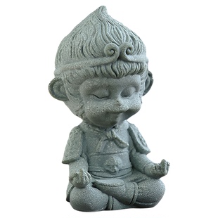 问心堂青砂石悟空系列摆件人物造像小奶空悟空雕塑摆件书桌客厅摆件石头玩偶文房四宝黑大圣