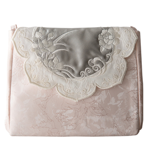 上闲月厄运反弹八角镜 中国古风刺绣汉服包包冬季女单肩斜跨配包