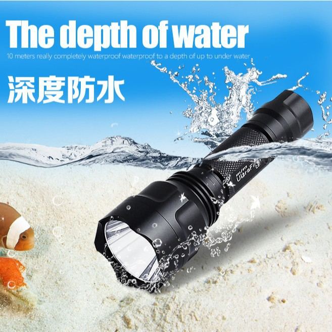 C8T6LEDQ5强光手电筒C8手电筒车前灯户外自行充电家用远射