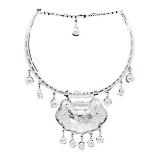 足银999长命锁宝宝周岁银项圈纯银儿童小孩婴儿满月银锁吊坠礼物