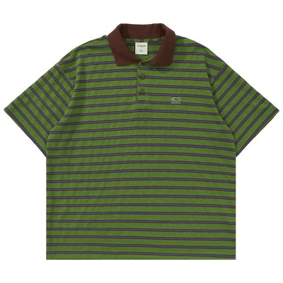 小众复古撞色毛巾料条纹上衣体恤