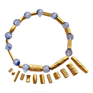 包24K古法金保色配件五路财神平安方圆直管隔珠竹节桶珠diy串手链