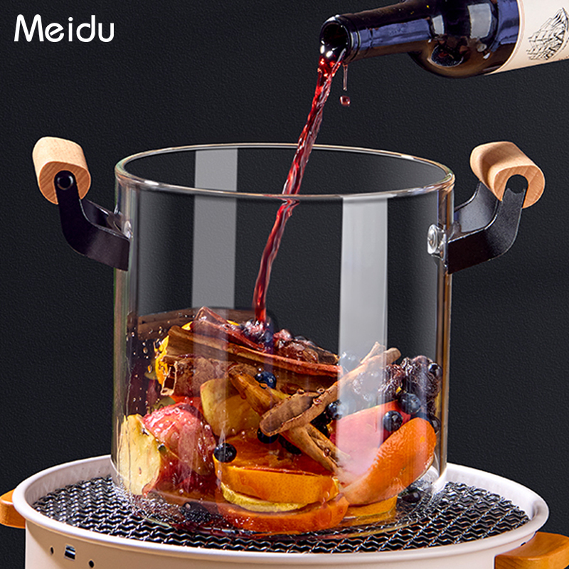 煮红酒器皿专用锅具耐高温透明玻璃锅家用围炉煮茶热红酒汤锅套装