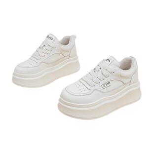 森马小白鞋女2025新款春季平底鞋子百搭厚底增高6cm运动休闲板鞋