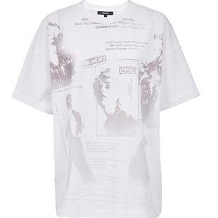 ONLY夏季酷感人像印花OVERSIZE版型落肩圆领短袖T恤女