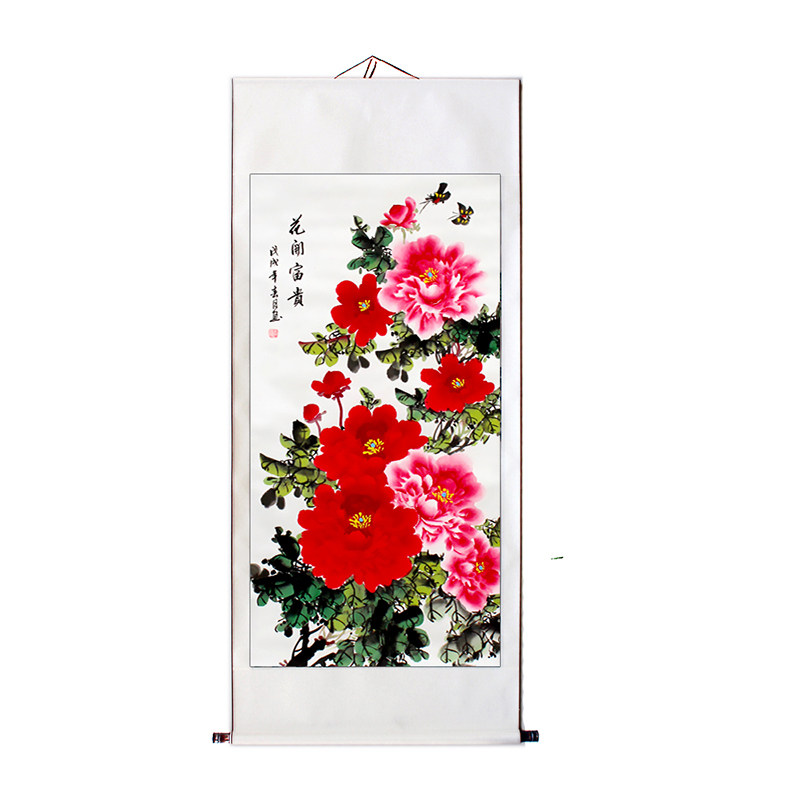 国画牡丹梅花手绘装饰画