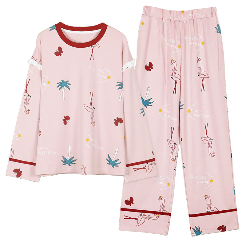 睡衣女士长袖可外穿家居服套装