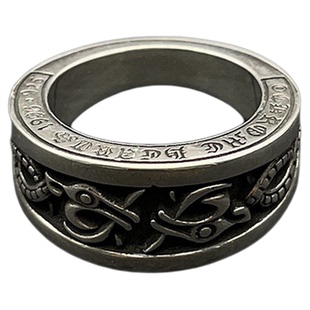 s925纯银克罗伈复古斜面凯尔特龙戒指男欧美哥特风个性指环经典款