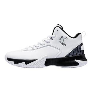 乔丹皮面防水篮球鞋男2026冬季新款防滑轻便青少年高帮实战运动鞋