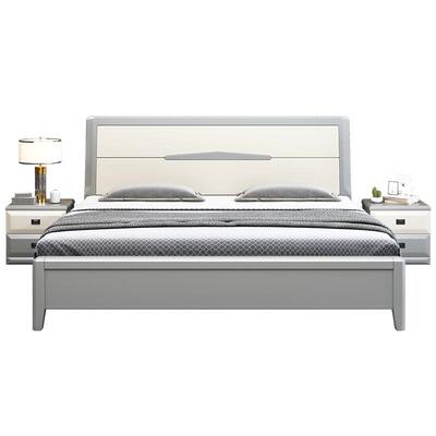 实木床简约现代灰白色